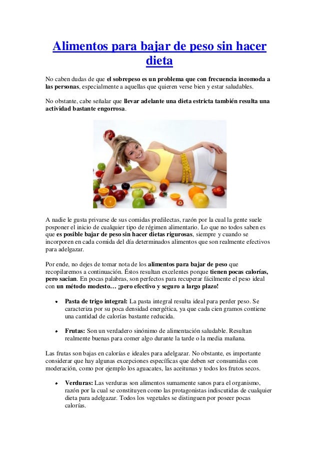 dieta para bajar de peso y estar saludable
